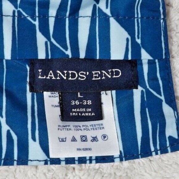 Land's End Men's Blue Geometric Polyester Swim Trunks Board Shorts Size L 36-38 - Picture 3 of 8